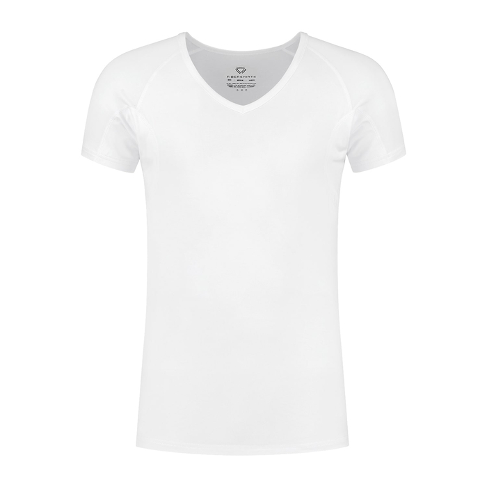 T-shirt, V-hals, katoen, wit, eenvoudig