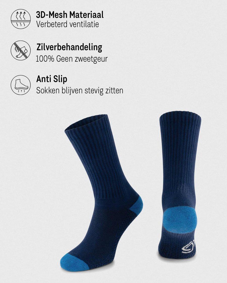 sokken, kousen, kniehoog, donkerblauw, antislip