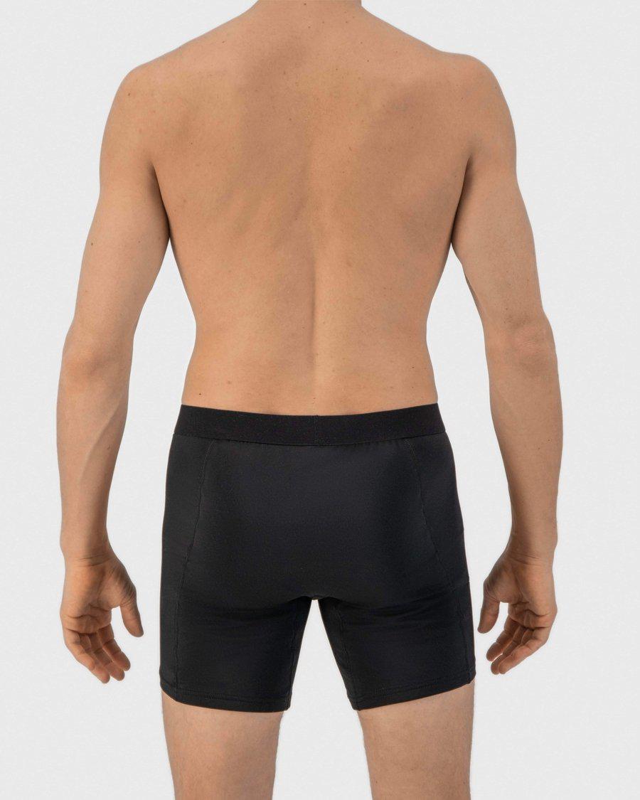 boxer shorts, zwarte shorts, elastische tailleband, middelste rug, stretchstof